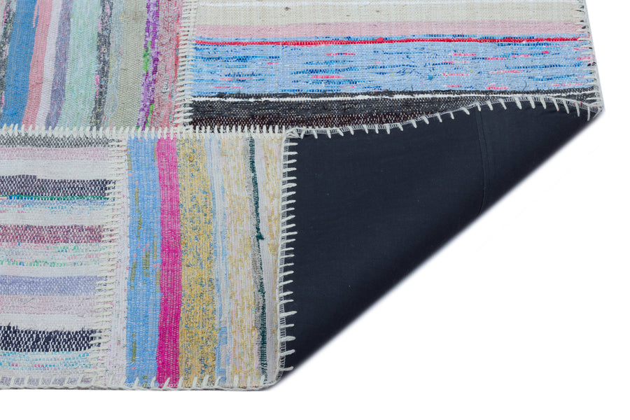 Kenove Çok Renkli ve Beyaz Çizgili El Dokuma Kilim 160x228 cm – detay görünümü