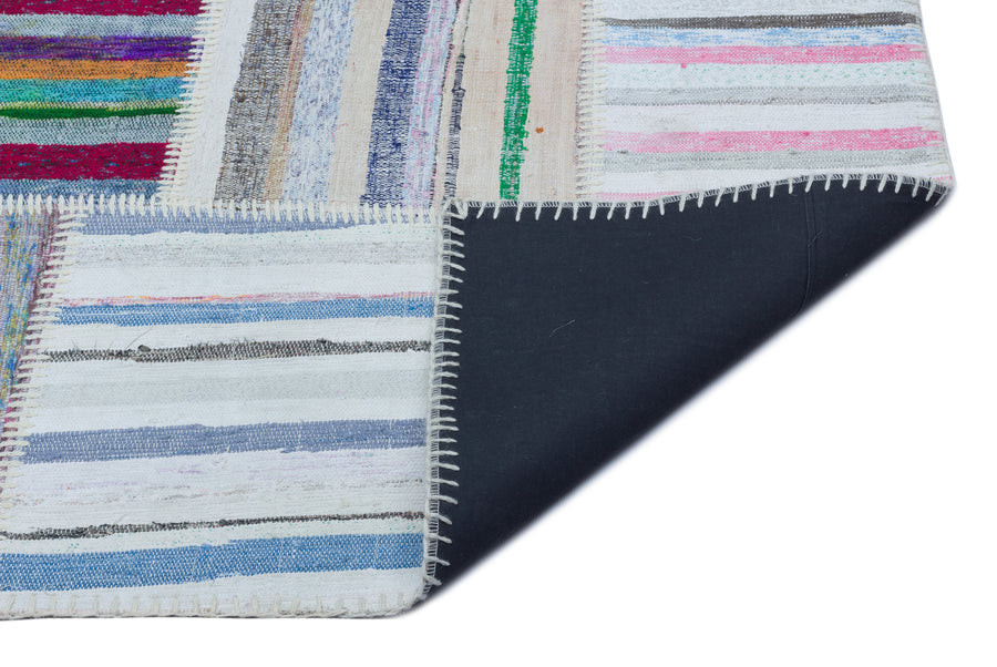 Kenove Çok Renkli ve Beyaz Çizgili El Dokuma Kilim 160x226 cm – detay görünümü