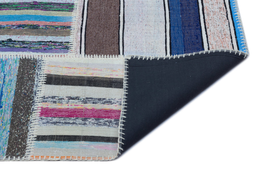 Kenove Çok Renkli ve Beyaz Çizgili El Dokuma Kilim 160x227 cm – detay görünümü