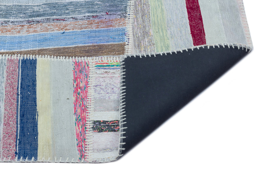 Kenove Çok Renkli ve Beyaz Çizgili El Dokuma Kilim 160x225 cm – detay görünümü