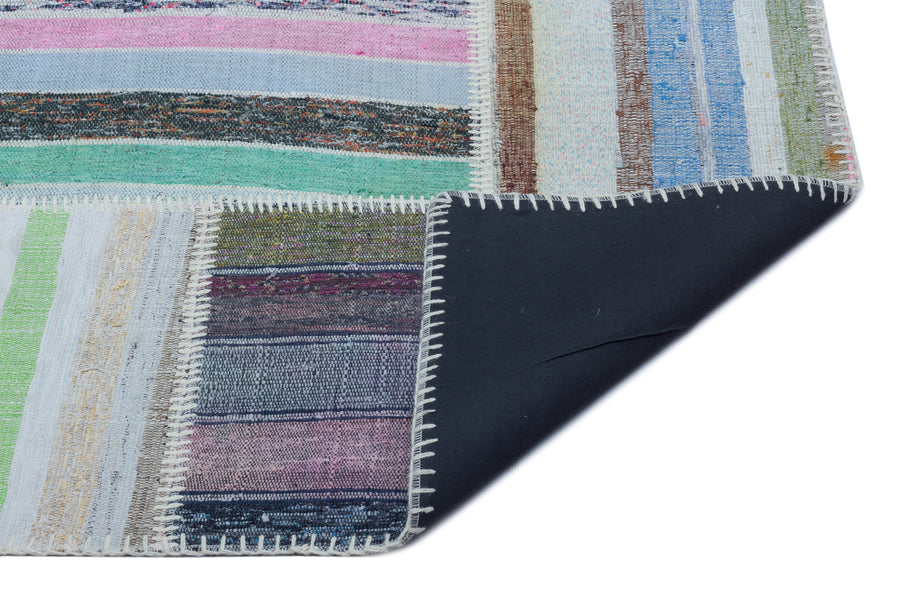 Kenove Çok Renkli ve Beyaz Çizgili El Dokuma Kilim 160x228 cm – detay görünümü
