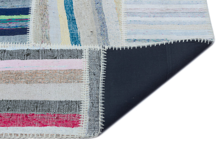Kenove Çok Renkli ve Beyaz Çizgili El Dokuma Kilim 160x225 cm – detay görünümü