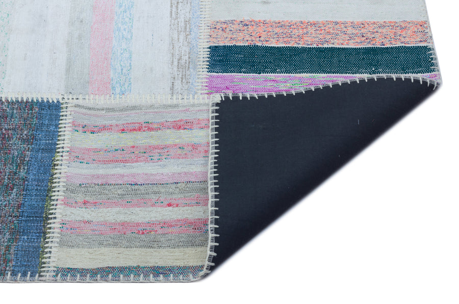 Kenove Çok Renkli ve Beyaz Çizgili El Dokuma Kilim 160x228 cm – detay görünümü