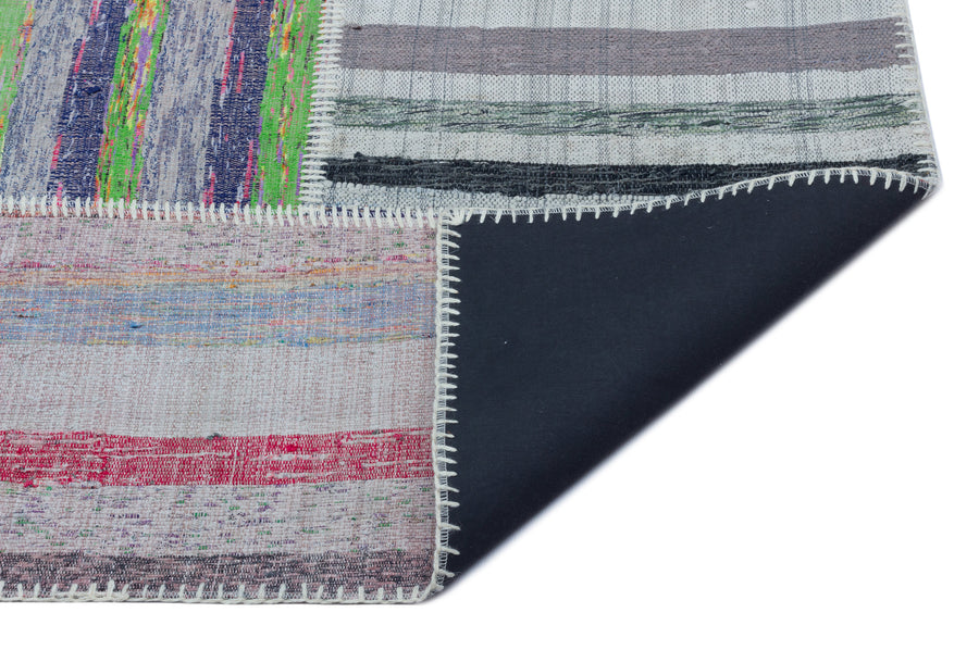 Kenove Çok Renkli ve Gri Çizgili El Dokuma Kilim 160x225 cm – detay görünümü