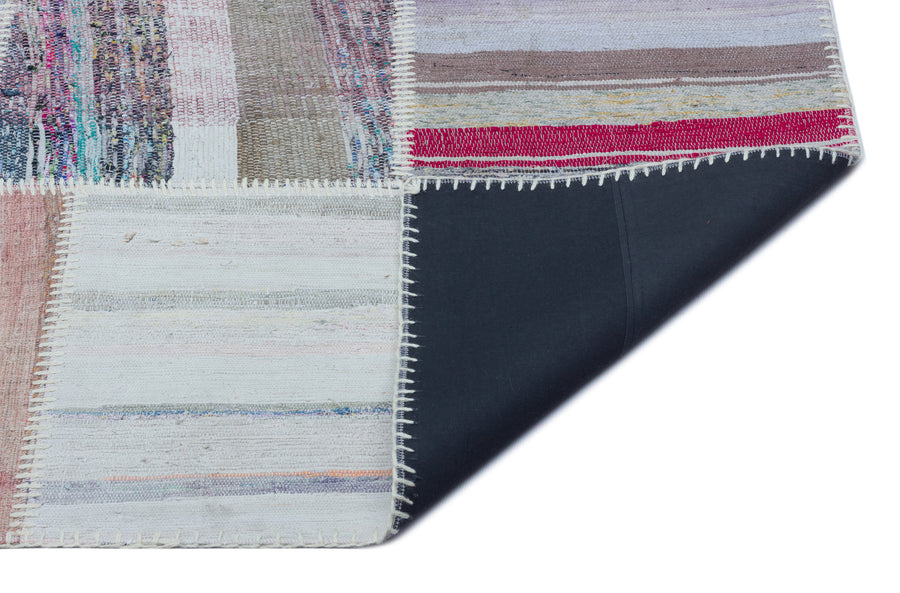 Kenove Çok Renkli ve Beyaz Çizgili El Dokuma Kilim 160x225 cm – detay görünümü
