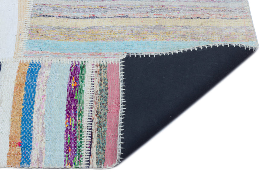 Kenove Çok Renkli ve Beyaz Çizgili El Dokuma Kilim 160x225 cm – detay görünümü