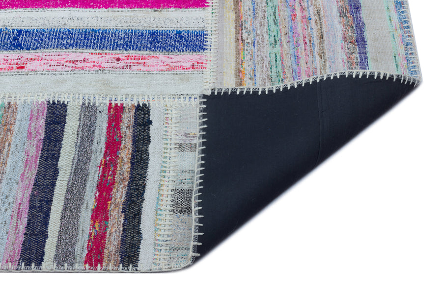 Kenove Çok Renkli ve Beyaz Çizgili El Dokuma Kilim 160x226 cm – detay görünümü