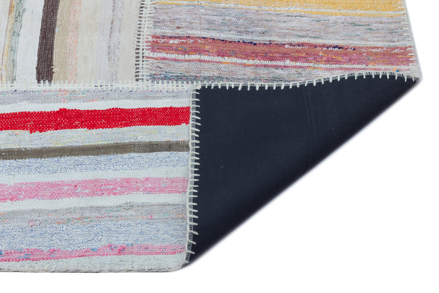 Kenove Çok Renkli ve Beyaz Çizgili El Dokuma Kilim 160x226 cm – detay görünümü