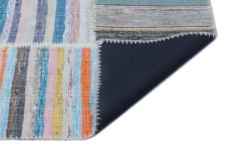Kenove Çok Renkli ve Beyaz Çizgili El Dokuma Kilim 160x228 cm – detay görünümü