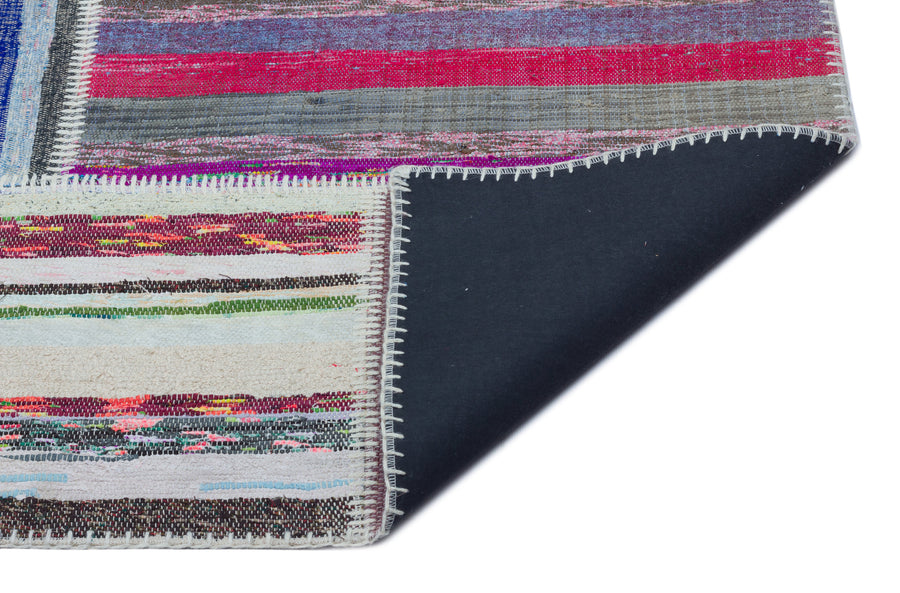 Kenove Çok Renkli ve Beyaz Çizgili El Dokuma Kilim 160x227 cm – detay görünümü