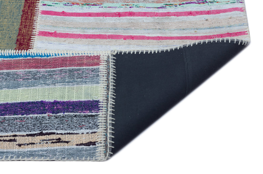 Kenove Çok Renkli ve Beyaz Çizgili El Dokuma Kilim 160x227 cm – detay görünümü