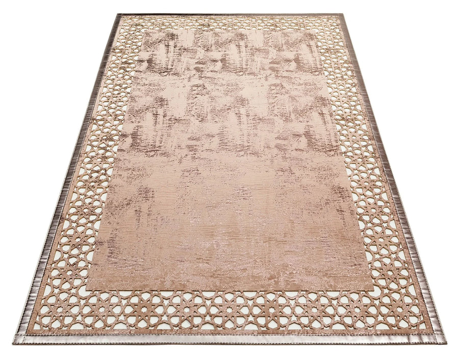 Dekoratif Modern Deri Halı - Yıkanabilir - Kaymaz Taban - Pati Dostu