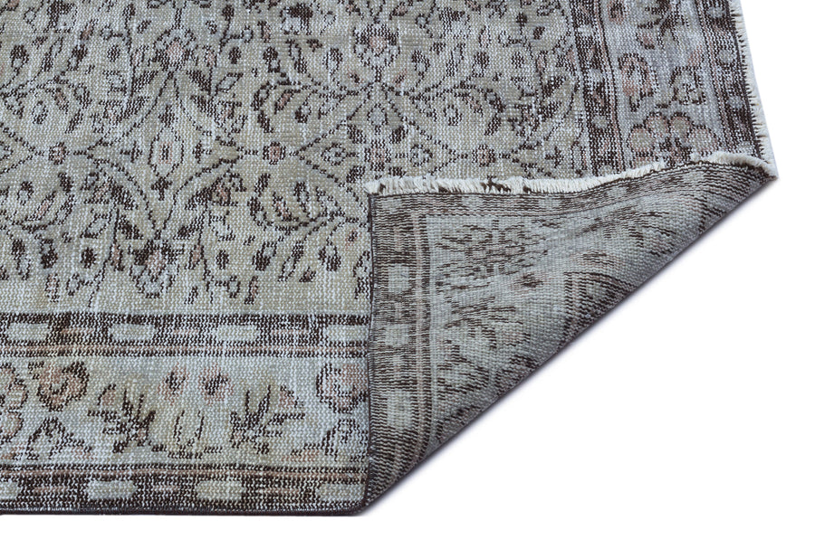 Tirena Gri ve Kahverengi Çiçek Desenli El Dokuma Halı 147x267 cm – detay görünümü
