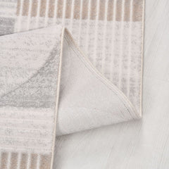 Bej Geometrik Akrilik Makine Halısı