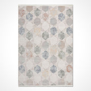 Bej Geometrik Akrilik Makine Halısı