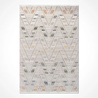 Grey and Cream Geometric Area Rug with Non-Slip Backing