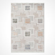 Bej Geometrik Akrilik Makine Halısı