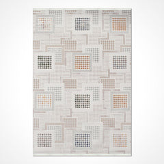 Bej Geometrik Akrilik Makine Halısı