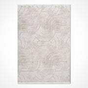 Bej Geometrik Akrilik Makine Halısı