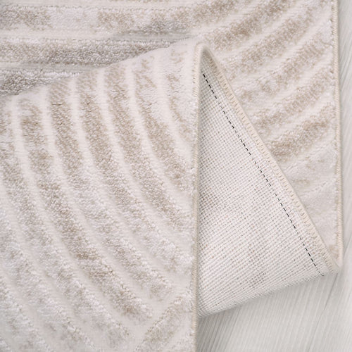 Bej Geometrik Akrilik Makine Halısı