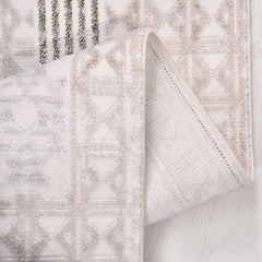 Bej Geometrik Akrilik Makine Halısı