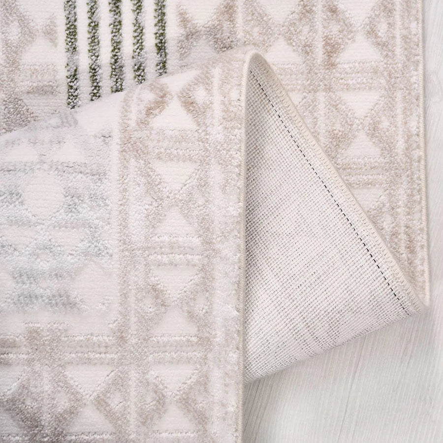 Boho Teppich Grau-Weiß mit geometrischem Muster – im Flur