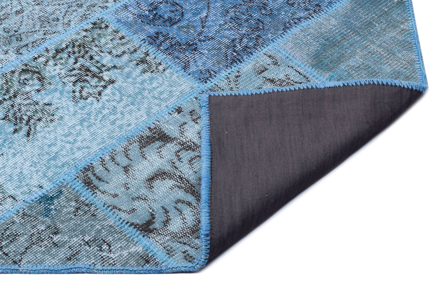 Kilva Mavi ve Gri Patchwork Desenli El Dokuma Halı 160x230 cm – detay görünümü