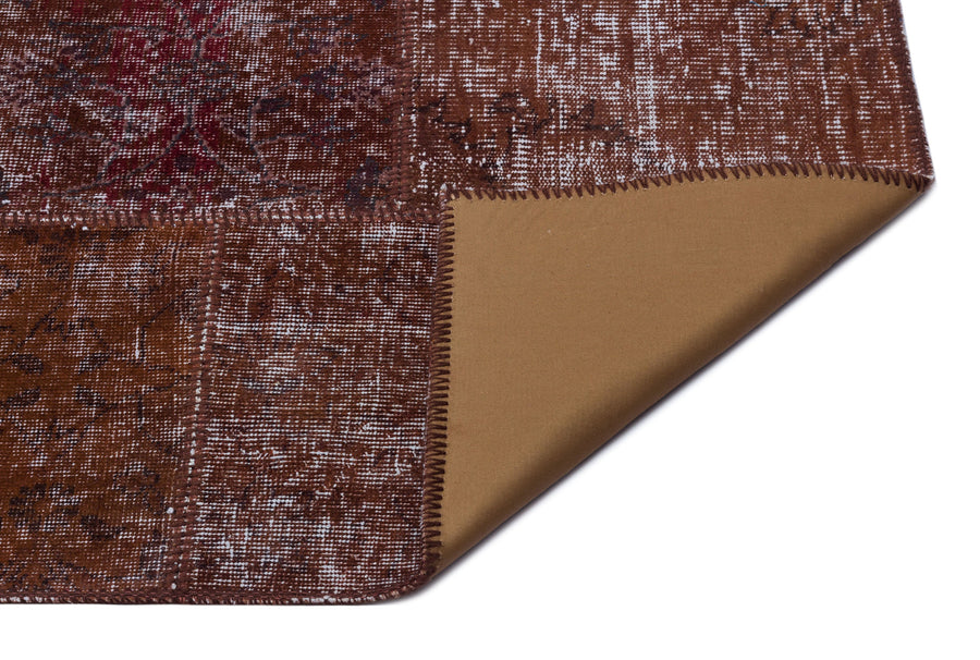 Kilva Kahverengi ve Gri Patchwork Desenli El Dokuma Halı 160x230 cm – detay görünümü