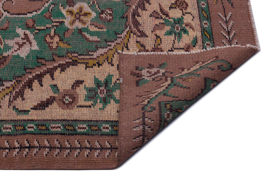 Tirena Kahverengi ve Yeşil Madalyon Desenli El Dokuma Halı 172x278 cm – detay görünümü