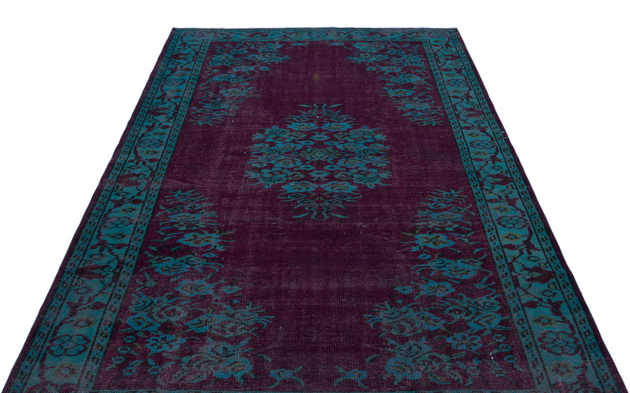 Tirena Mor ve Turkuaz Madalyon Desenli El Dokuma Halı 173x272 cm – detay görünümü