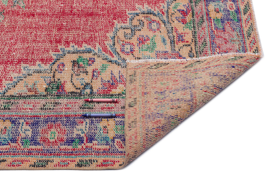 Tirena Kırmızı ve Bej Madalyon Desenli El Dokuma Halı 174x279 cm – detay görünümü