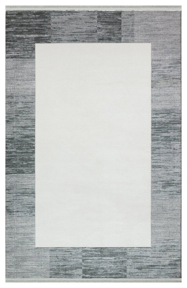 Beyaz Gri Düz Minimalist Halı - Toz Vermez