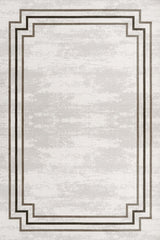 Light Gray Gray Distressed Geometric Living Room Rug - Cotton