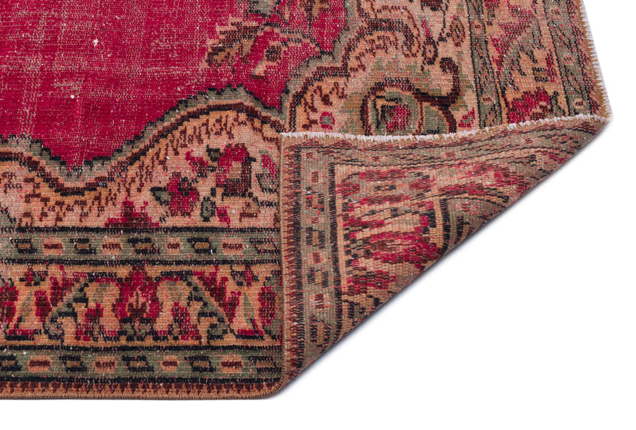 Tirena Kırmızı ve Bej Madalyon Desenli El Dokuma Halı 166x260 cm – detay görünümü