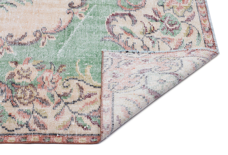 Tirena Yeşil ve Bej Madalyon Desenli El Dokuma Halı 151x267 cm – detay görünümü