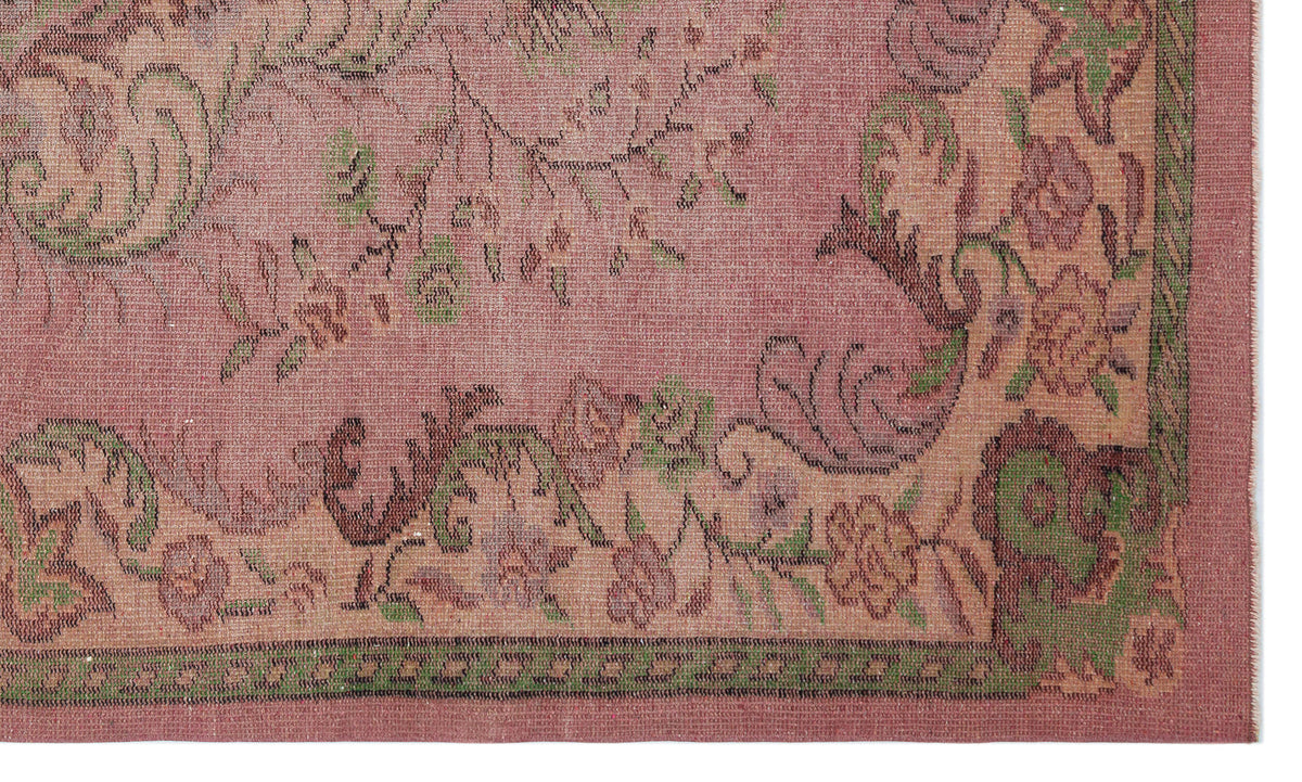 Tirena Pembe ve Yeşil Çiçek Desenli El Dokuma Halı 162x274 cm – detay görünümü