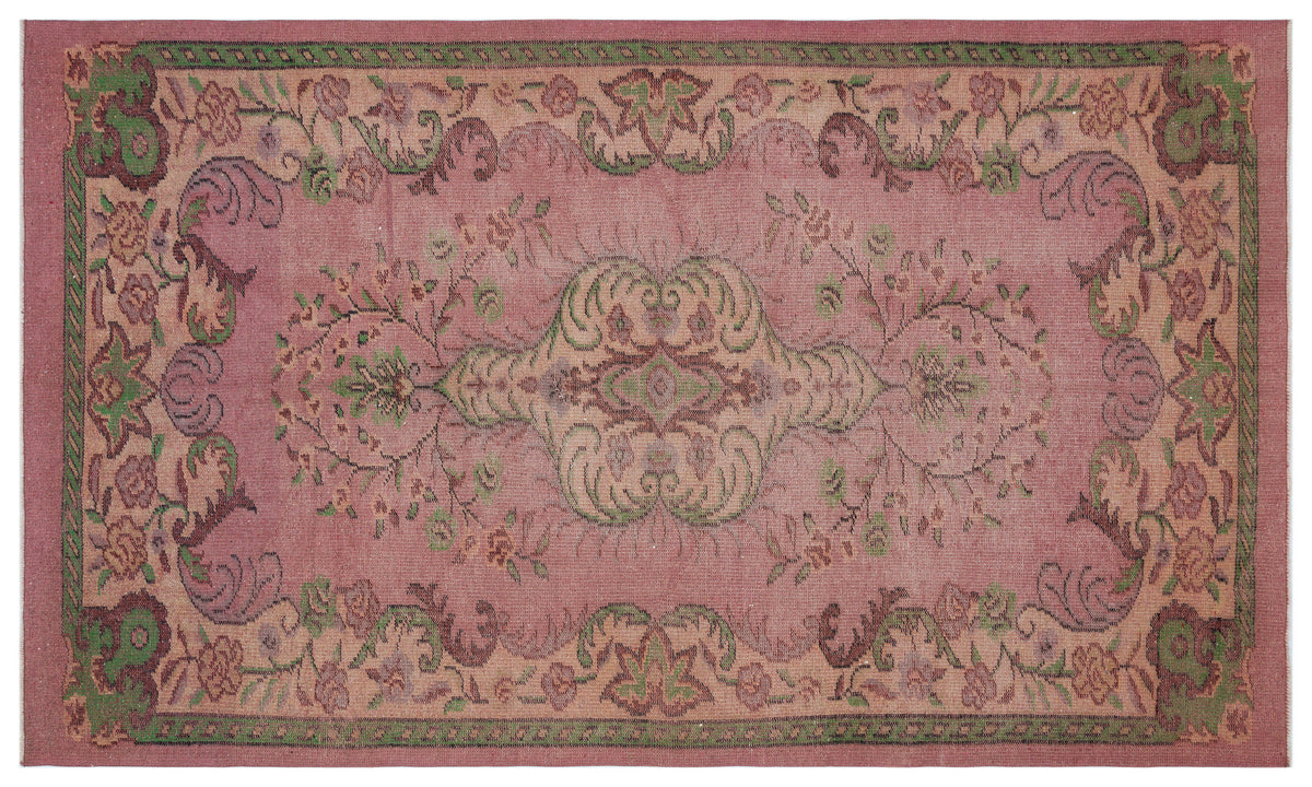Tirena Pembe ve Yeşil Çiçek Desenli El Dokuma Halı 162x274 cm