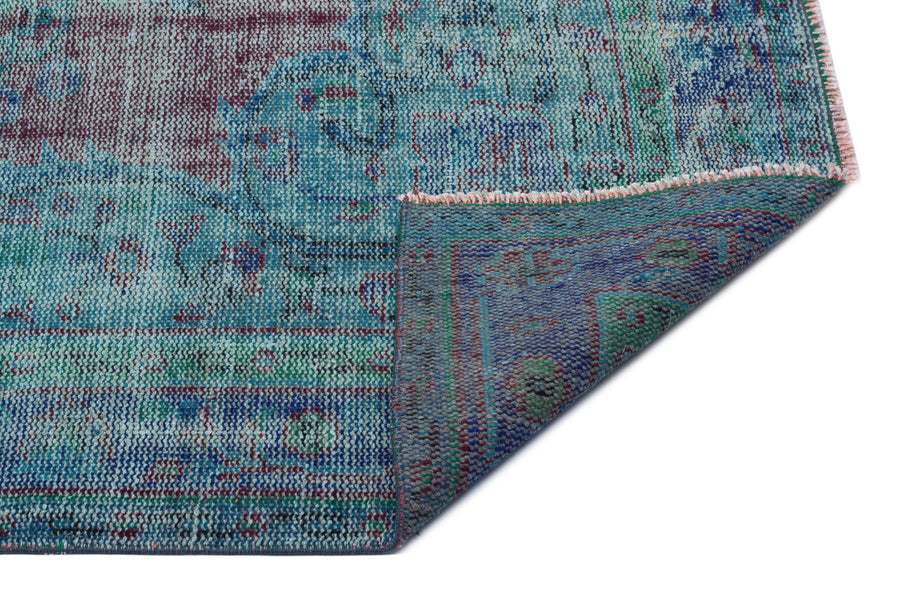 Tirena Turkuaz ve Bordo Soyut Desenli El Dokuma Halı 171x280 cm – detay görünümü