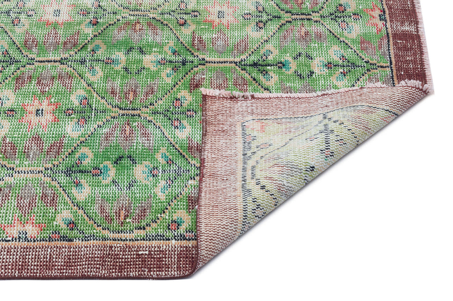 Tirena Yeşil ve Bordo Geometrik Desenli El Dokuma Halı 165x269 cm – detay görünümü