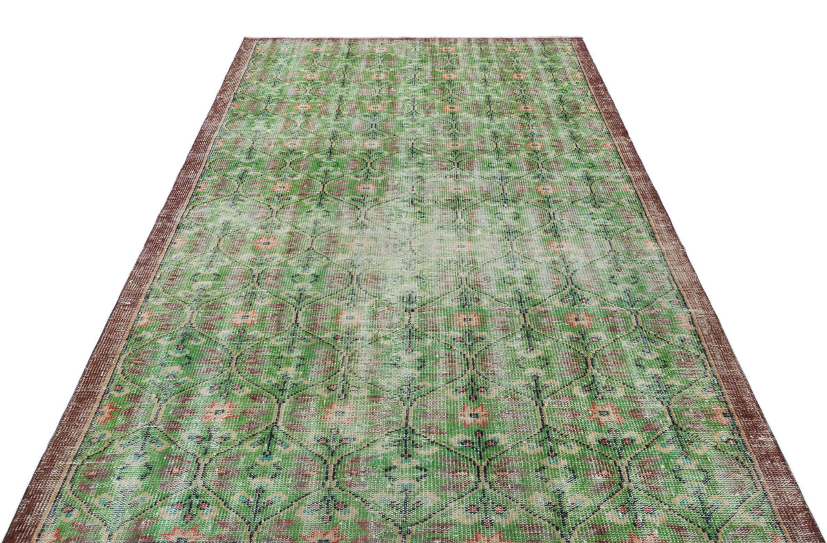 Tirena Yeşil ve Bordo Geometrik Desenli El Dokuma Halı 165x269 cm – detay görünümü