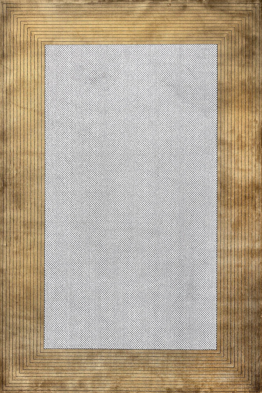 Beyaz Gold Bordürlü Minimalist Halı - Yıkanabilir - Kaymaz Taban - Pati Dostu
