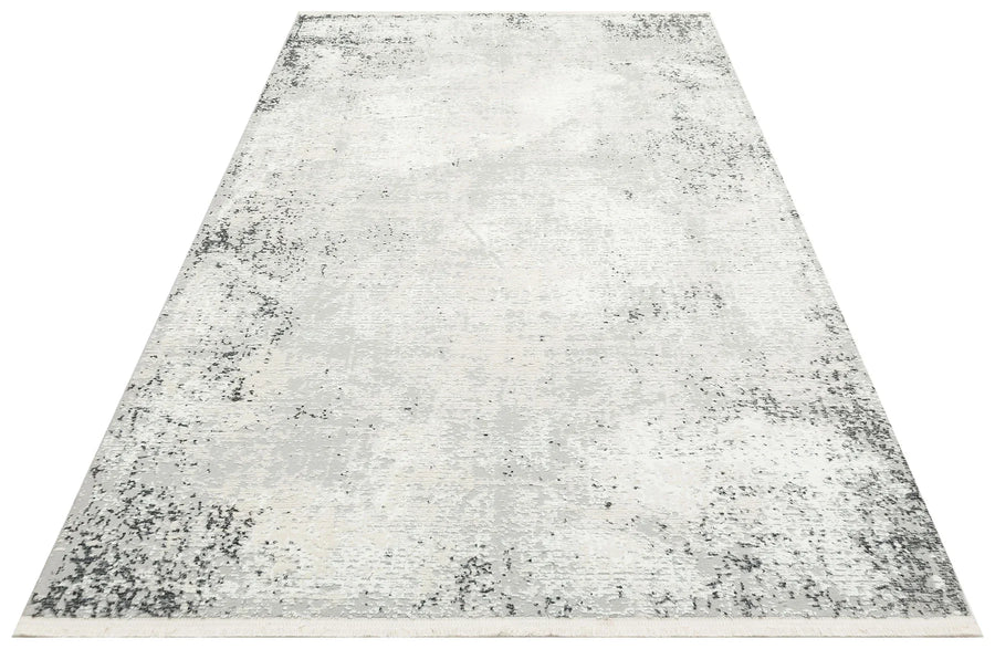 Beyaz Gri Eskitme Modern Triko Halı - Pati Dostu - Toz Vermez