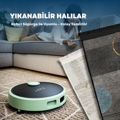 Celyabinsk Sarı Eskitme Dijital Baskı Halı