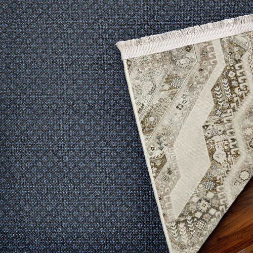 Bej Göbekli Modern Etnik Desenli Halı  | Makinada Yıkanabilir | Hav Toz Vermez | Leke Tutmayan | Kaymaz Taban | Dijital Makine Baskı | Salon Yolluk Mutfak Halısı