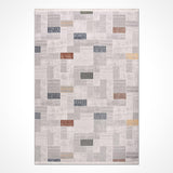 Light Grey Dark Blue Modern Geometric Living Room Rug - Acrylic