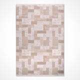Beige Cream Modern Geometric Living Room Rug Blocks - Acrylic Machine Woven