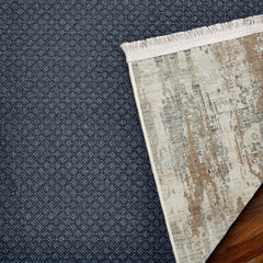 Krem Soyut Modern Etnik Desenli Halı  | Makinada Yıkanabilir | Hav Toz Vermez | Leke Tutmayan | Kaymaz Taban | Dijital Makine Baskı | Salon Yolluk Mutfak Halısı