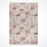 Beige Cream Modern Geometric Living Room Rug Abstract - Acrylic