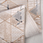 Bej Geometrik Akrilik Makine Halısı