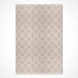 Beige Light Brown Classic Geometric Living Room Rug - Acrylic Machine Woven